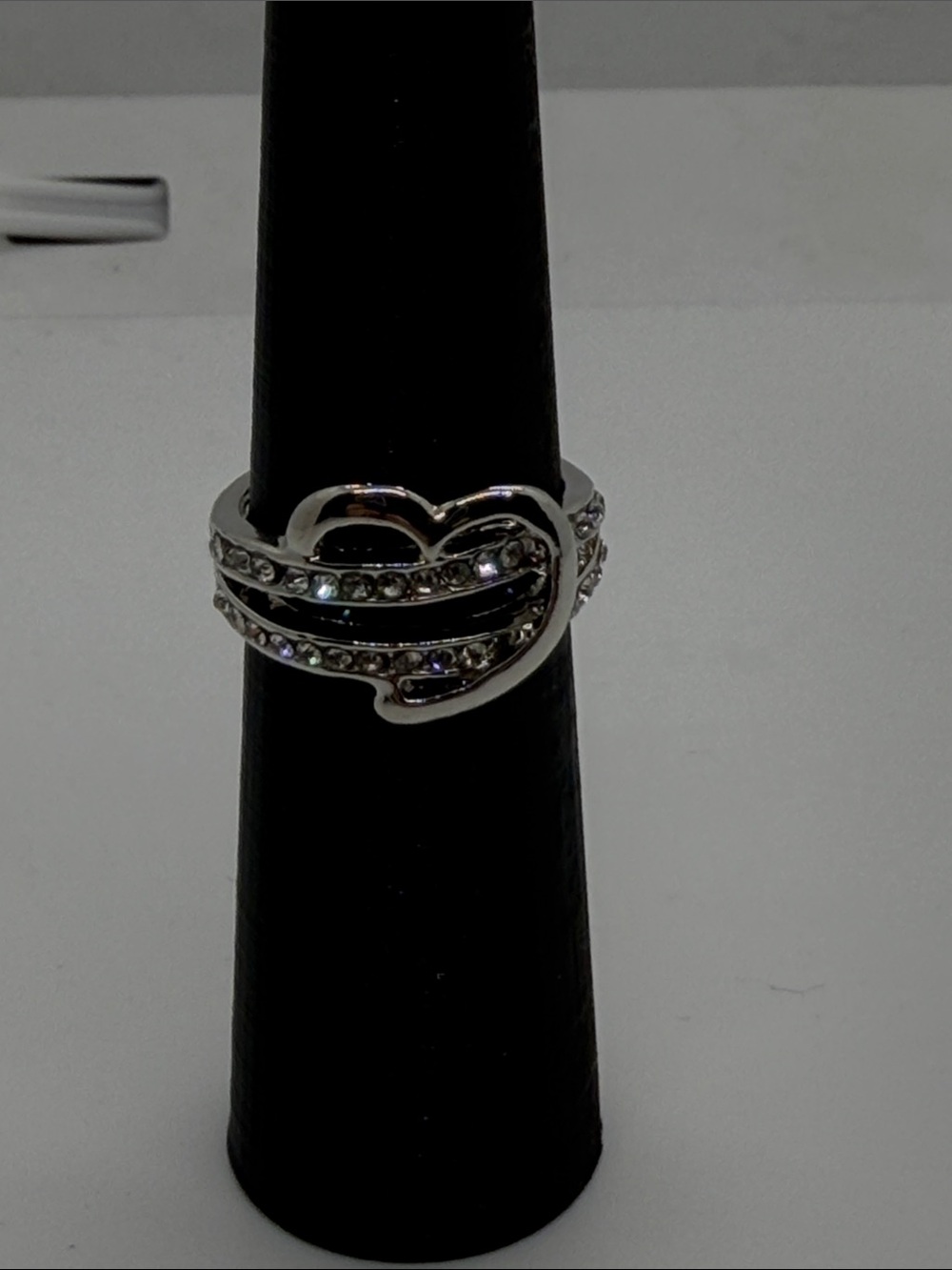 Silver Heart Crystal Accent Ring - Women's Jewelry size 8 1/2
